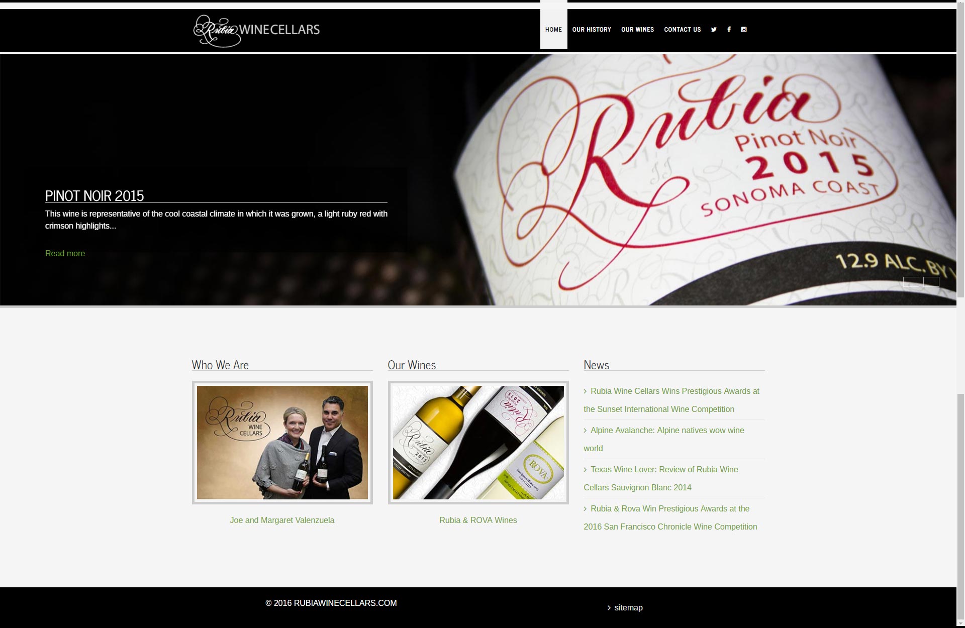 Rubia Winecellars Homepage
